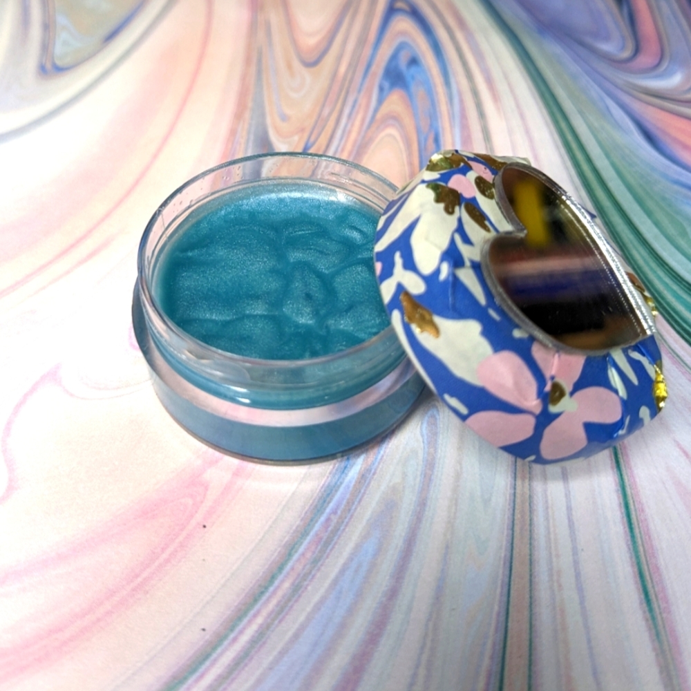 🆕 Organic Blue Cotton Candy Lip Balm with Mirror